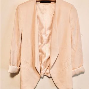 Zara Women Blazer Jacket fully Lined Cream Trendy Design Size Medium